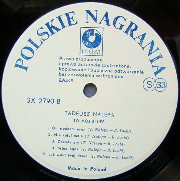 To Mój Blues Vol 1 Winyl Lp Album ℗© 1989 Polska Tadeusz Nalepa 3