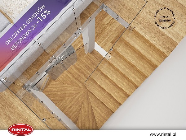 Wiosna coraz bliżej! To też idealny moment na wprowadzenie powiewu świeżości do Twojego domu. A gdyby tak zainwestować w nowe obłożenia schodów betonowych? Rintal Polska, wiodący producent SCHODÓW do wnętrz organizuje PROMOCJĘ: OBŁOŻENIA SCHODÓW BETONOWYCH  - Rabat 15%!  Skorzystaj z bezpłatnego pomiaru, projektu oraz otrzymaj wizualizację schodów w swoim wnętrzu gratis! Szczegóły oraz wzbogacona o nowe modele schodów oferta Rintal dostępna jest na stronie www.rintal.pl. Zapoznaj się z rozbudowaną ofertą schodów i poręczy Rintal!Nasi doradcy są do dyspozycji na terenie całego kraju. Umów się na BEZPŁATNY POMIAR!?www.rintal.ple-mail: k.prabucka@rintal.pltel. Dział Handlowy: +48 585324255