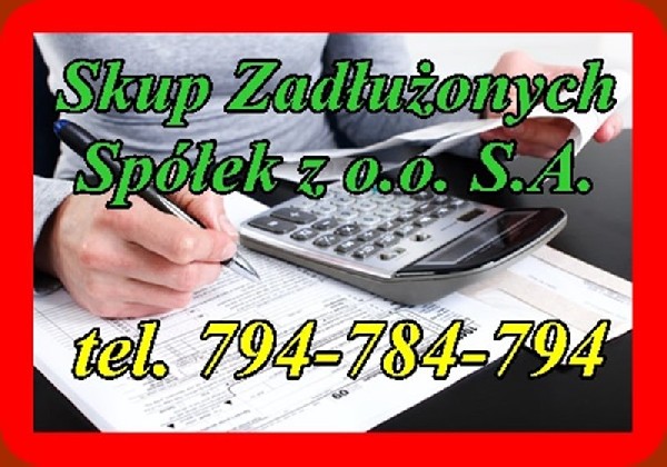 Kupujemy Zadłużone Spółki oraz Jednoosobowe Działalności Gospodarcze głównie w pakietach 100%, które zapewniają całkowitą kontrolę nad przedsiębiorstwem. Oferowane udziały dotyczą zarówno spółek posiadających atrakcyjne przedsiębiorstwa, jak również firmy rozpoczynające działalność bez majątku, umożliwiające kontynuowanie działalności i wypracowanie zysków. Oferujemy skuteczną obronę/ochronę przed artykułem 233/299/586 Kodeksu Spółek Handlowych (Antywindykacja) Dodatkowo - prowadzimy szkolenia zakresu prawa upadłościowego i restrukturyzacyjnego. W ofercie posiadamy również udziały w spółkach, które aktualnie nie prowadzą działalności, bez obrotów (także od kilku lat), umożliwiające natychmiastowe rozpoczęcie działalności gospodarczej i dające całkowitą gwarancję nie występowania wad prawno ? skarbowych. Wszystkie oferty podlegają weryfikacji i są sprawdzane pod względem zgodności z danymi podanymi przez oferenta, w związku z czym informacje przekazywane Nabywcy nie ulegną już zmianie i wyeliminowany zostaje element zaskoczenia ewentualnym błędem z przeszłości spółki. Sprawdzamy również rachunkowość spółki w przypadku przejmowania ksiąg przez Nabywcę. Na Państwa życzenie zapewniamy badanie ksiąg lub bilansu. Przyjmujemy oferty odsprzedaży udziałów w spółkach prawa handlowego, www.skupspolek.com deberg@skupspolek.com telefon: 794-784-794