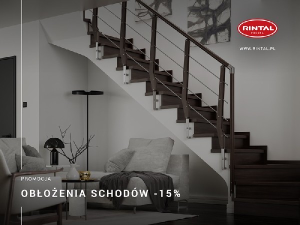 Rintal Polska, wiodący producent SCHODÓW do wnętrz organizuje wyjątkową PROMOCJĘ: OBŁOŻENIA SCHODÓW BETONOWYCH  - Rabat 15%! Czas na zmiany i piękne obłożenia schodów, zwłaszcza wiosną, gdy odświeżamy swoje wnętrza! Skorzystaj z bezpłatnego pomiaru i projektu. Promocja! Wizualizacja schodów w dedykowanym wnętrzu gratis! Szczegóły oraz wzbogacona o nowe modele schodów oferta Rintal dostępna jest na stronie www.rintal.pl. Zapoznaj się z rozbudowaną ofertą schodów i poręczy Rintal!Nasi doradcy są do dyspozycji na terenie całego kraju. Umów się na BEZPŁATNY POMIAR!?www.rintal.ple-mail: k.prabucka@rintal.pltel. Dział Handlowy: +48 585324255
