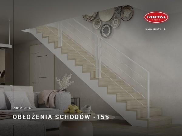 Rintal Polska, wiodący producent SCHODÓW do wnętrz organizuje wyjątkową PROMOCJĘ: OBŁOŻENIA SCHODÓW BETONOWYCH  - Rabat 15%! Czas na zmiany i piękne obłożenia schodów, zwłaszcza wiosną, gdy odświeżamy swoje wnętrza! Skorzystaj z bezpłatnego pomiaru i projektu. Promocja! Wizualizacja schodów w dedykowanym wnętrzu gratis! Szczegóły oraz wzbogacona o nowe modele schodów oferta Rintal dostępna jest na stronie www.rintal.pl. Zapoznaj się z rozbudowaną ofertą schodów i poręczy Rintal!Nasi doradcy są do dyspozycji na terenie całego kraju. Umów się na BEZPŁATNY POMIAR!?www.rintal.ple-mail: k.prabucka@rintal.pltel. Dział Handlowy: +48 585324255