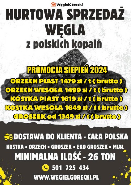 Węgiel Hurtowy Z Polski - Sierpniowa Promocja 2024
